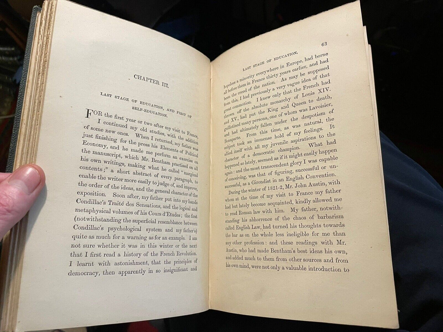 1873 Autobiography by John Stuart Mill : 1st Edition / 2nd Issue with Errata