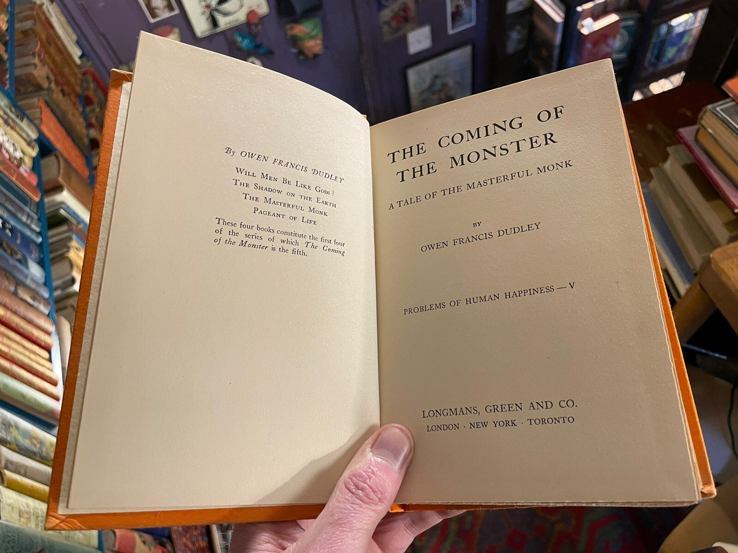 1936 The Coming of the Monster : Owen Francis Dudley : Detective Novel in DJ