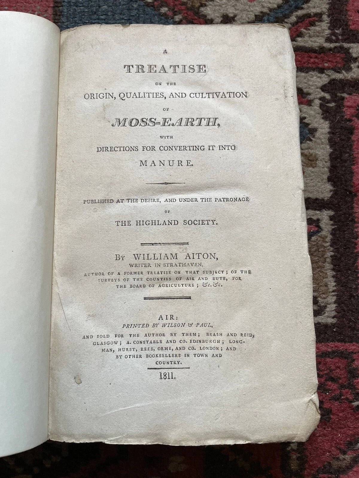 1811 A Treatise on Origin & Cultivation of Moss-Earth into Manure / Farming