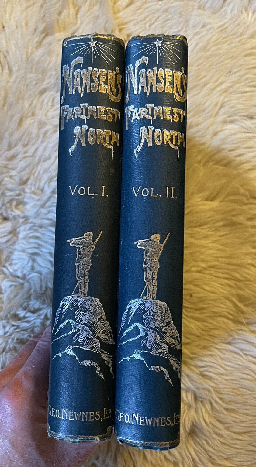 1898 NANSENS FARTHEST NORTH (2 Vols) POLAR EXPLORATION Illustrated MAPS