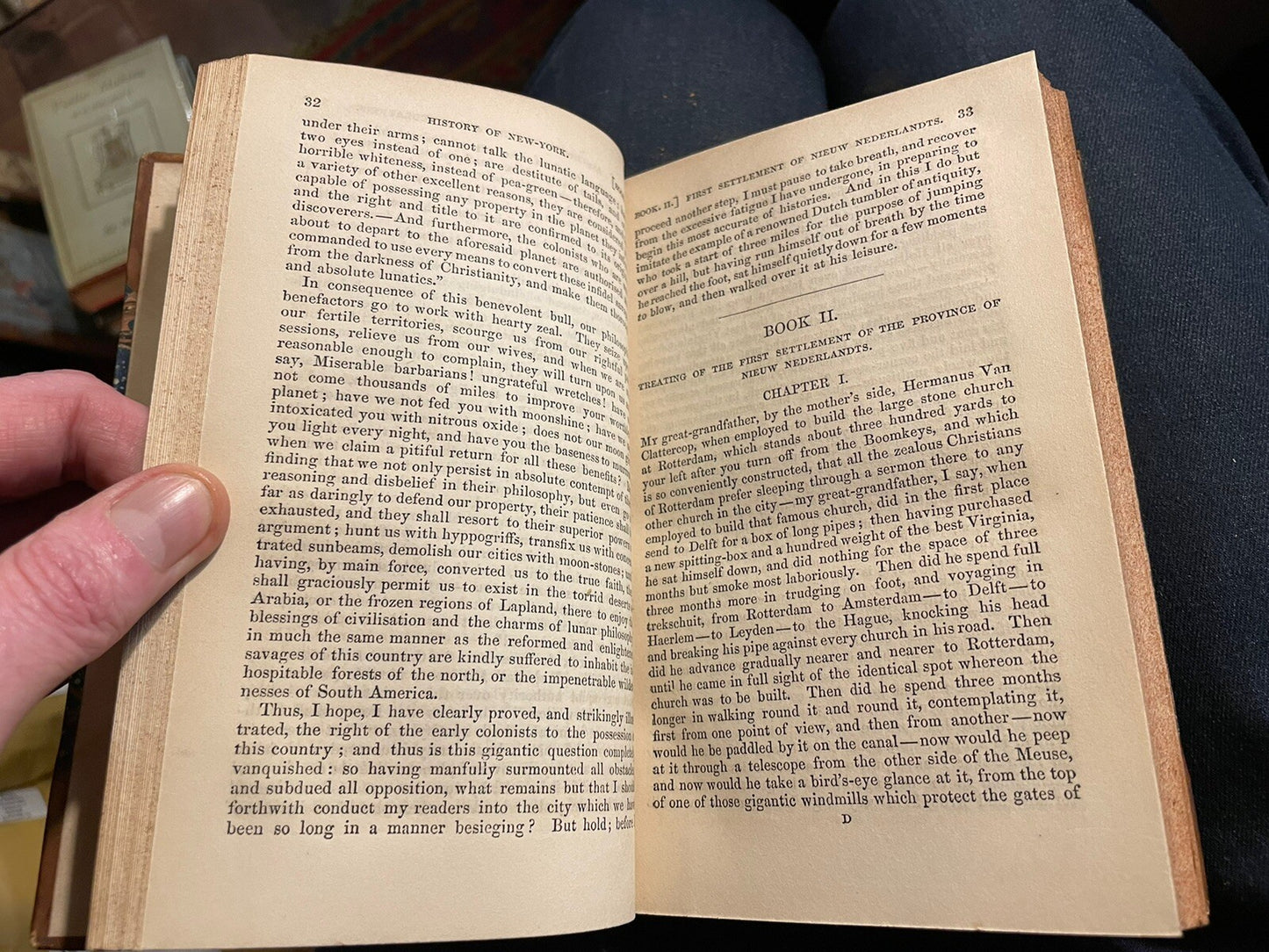 1850 Washington Irving : A History Of New York: Half Leather Binding