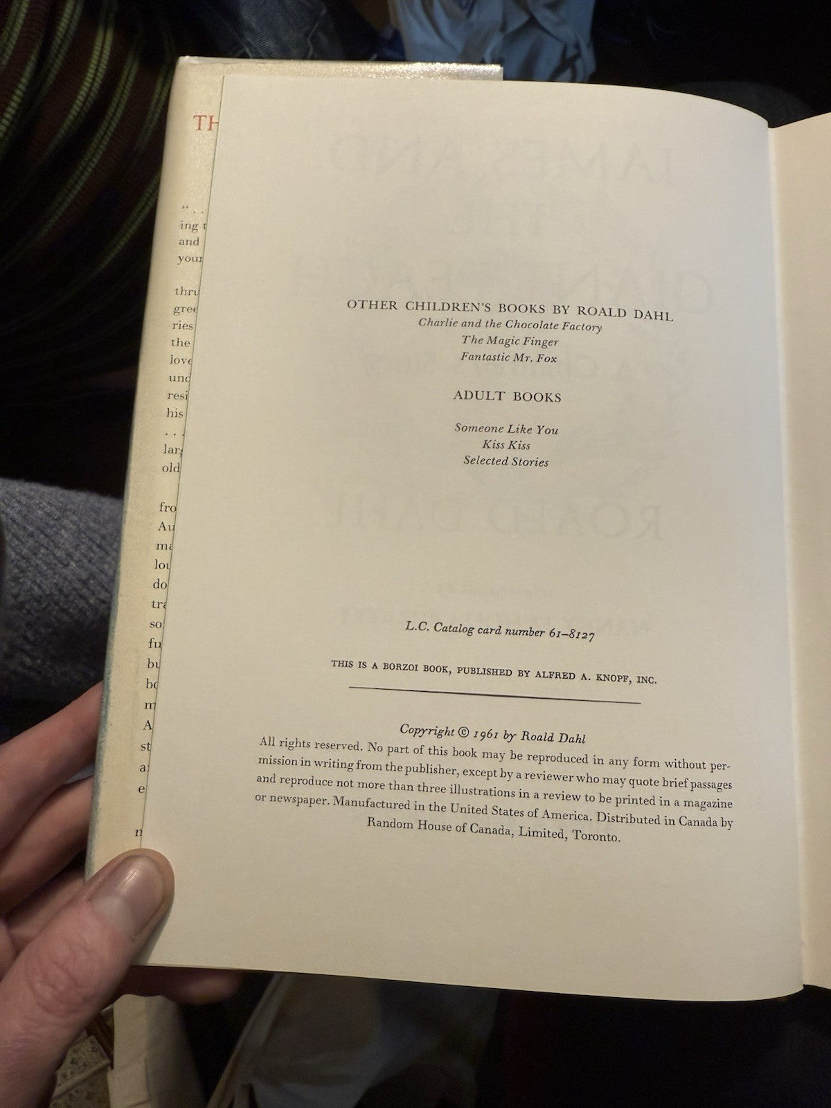 James and the Giant Peach : SIGNED by Tessa Dahl & Roald Dahl : 1st/2nd 1961