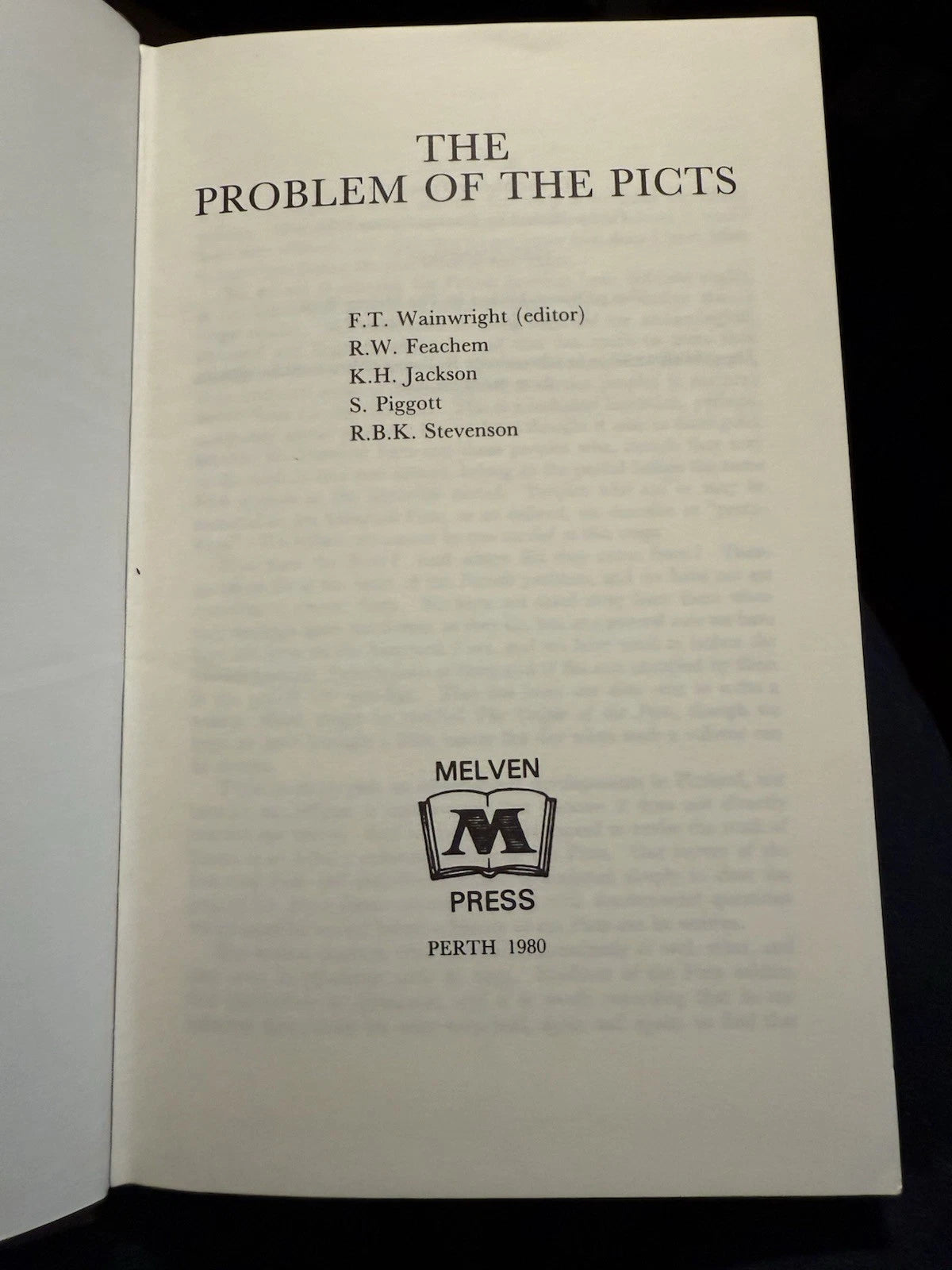 1980 The Problem of the Picts : F.T. Wainwright : History of the Pictish