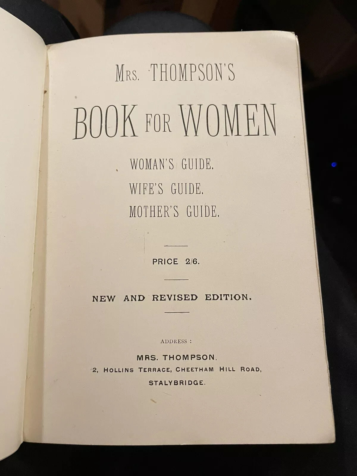 Mrs Thompson's Book for Women : Quack Medicine / Quackery : Wife & Mothers Guide