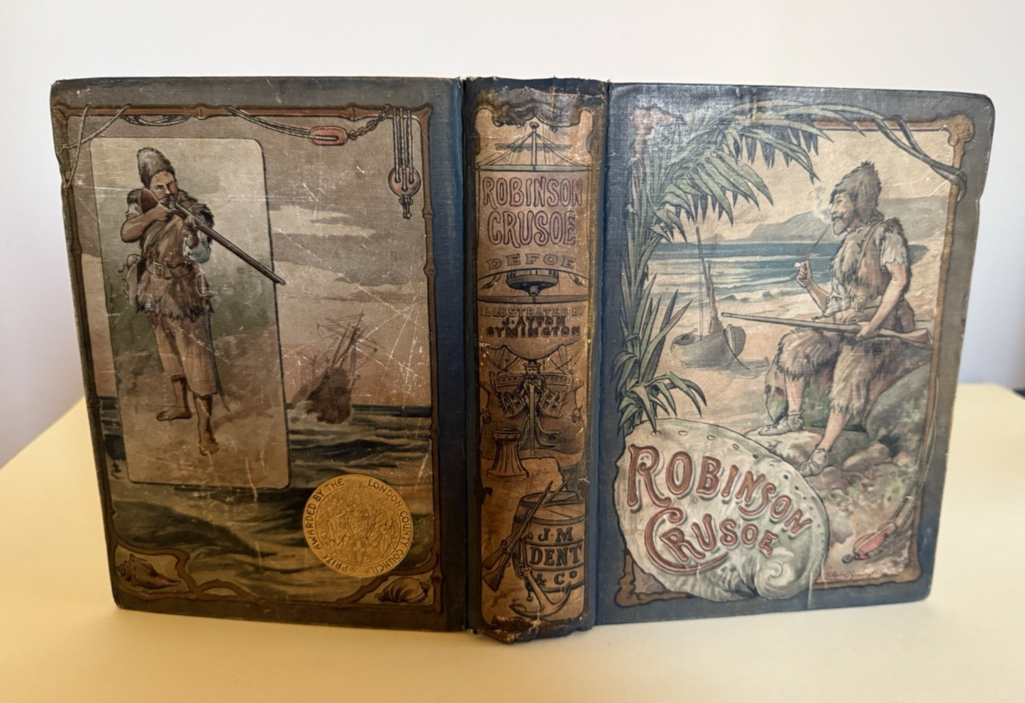 1905 Robinson Crusoe : Daniel Defoe : Decorative Binding : Symington