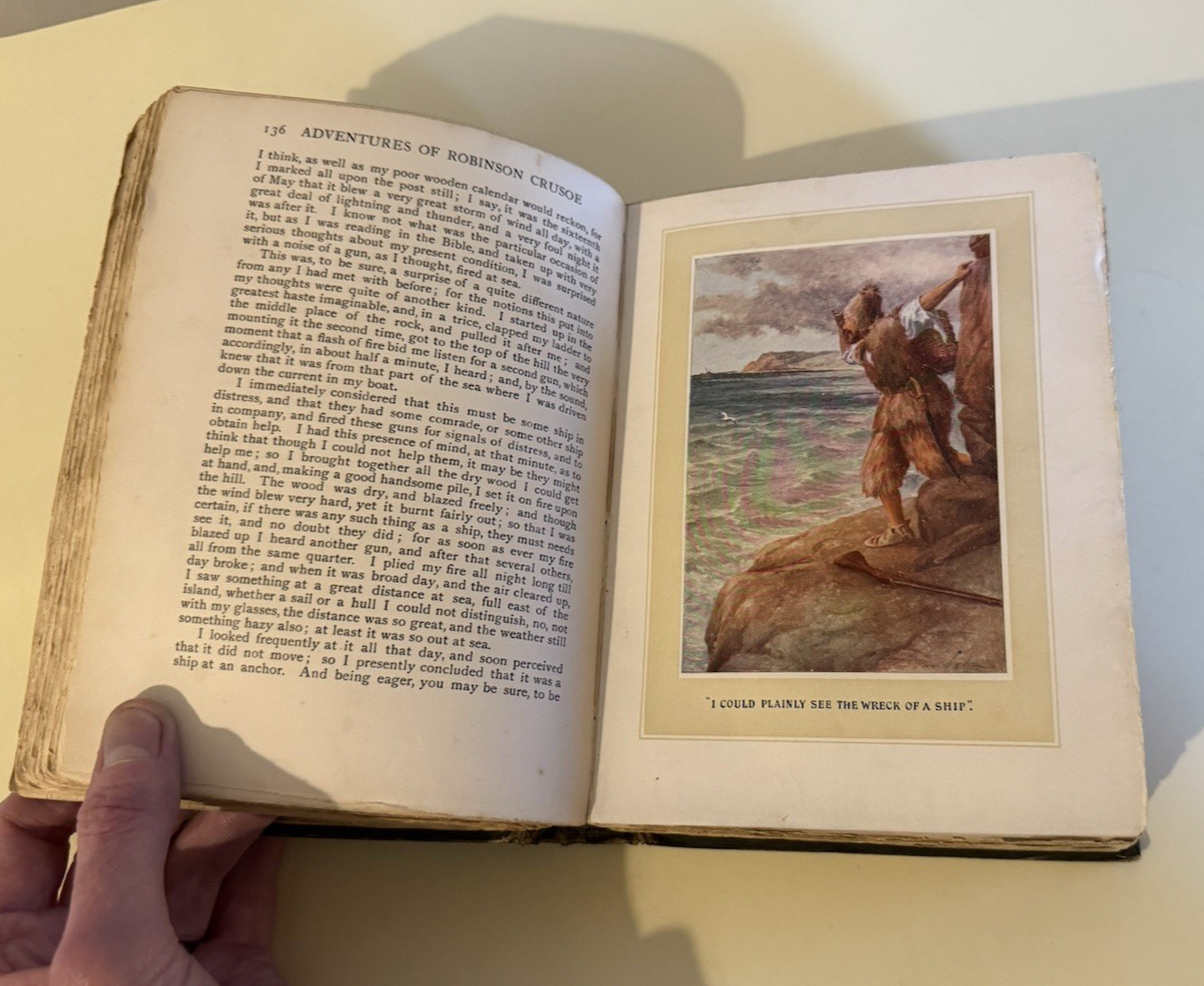 1905 Robinson Crusoe : Daniel Defoe : Decorative Binding : Symington
