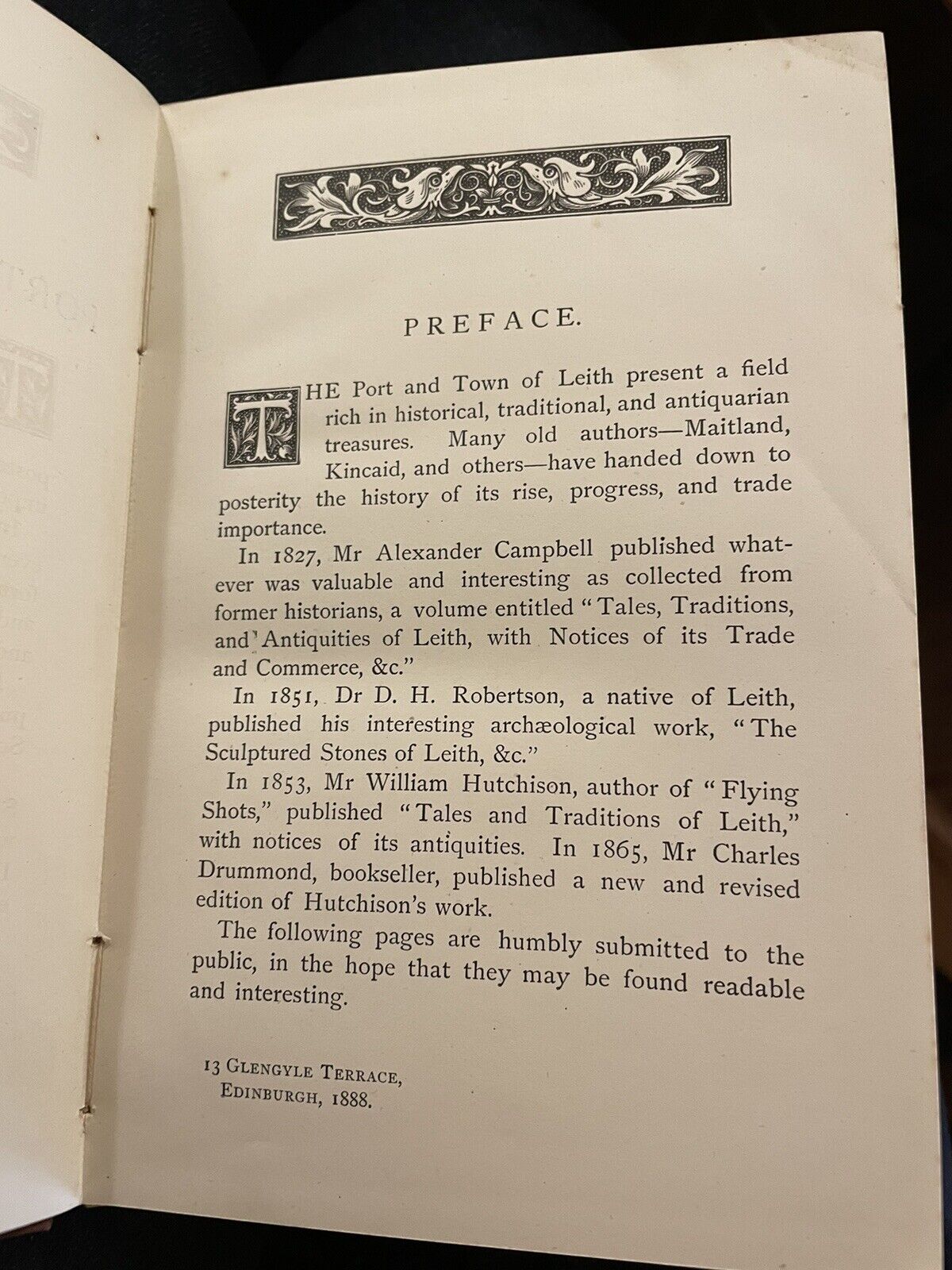 1888 Reminiscences of the Port and Town of Leith, Edinburgh : John Martine