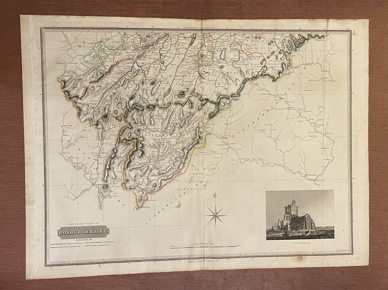 1822 Map SOUTH ROXBURGHSHIRE Thomson ATLAS of SCOTLAND Roxburgh SCOTTISH BORDERS