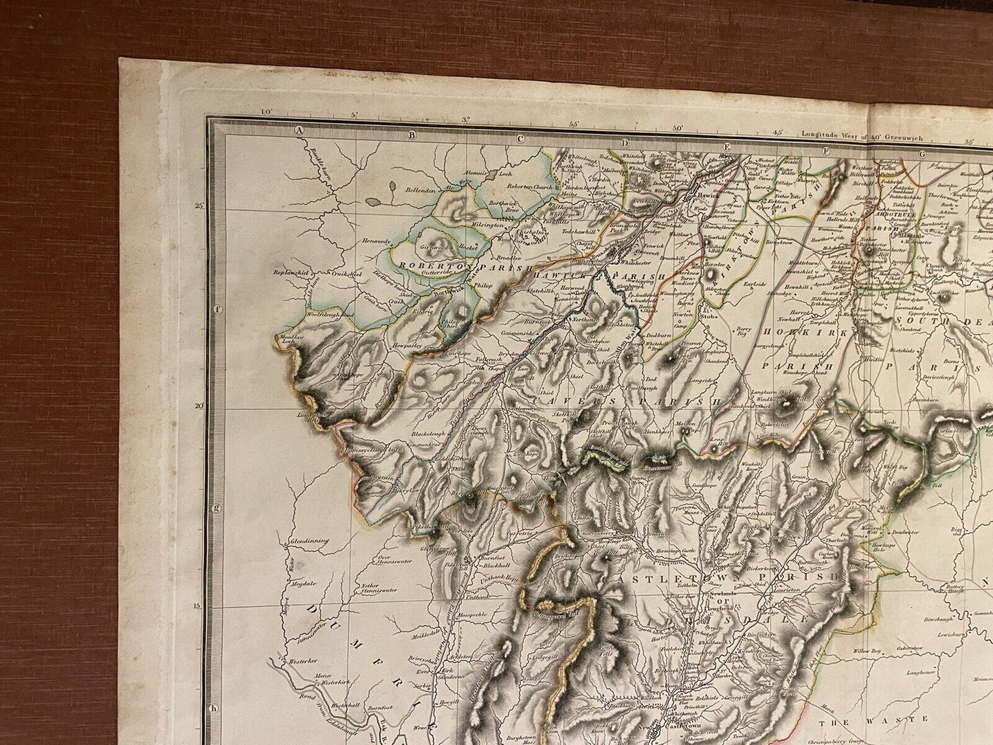 1822 Map SOUTH ROXBURGHSHIRE Thomson ATLAS of SCOTLAND Roxburgh SCOTTISH BORDERS