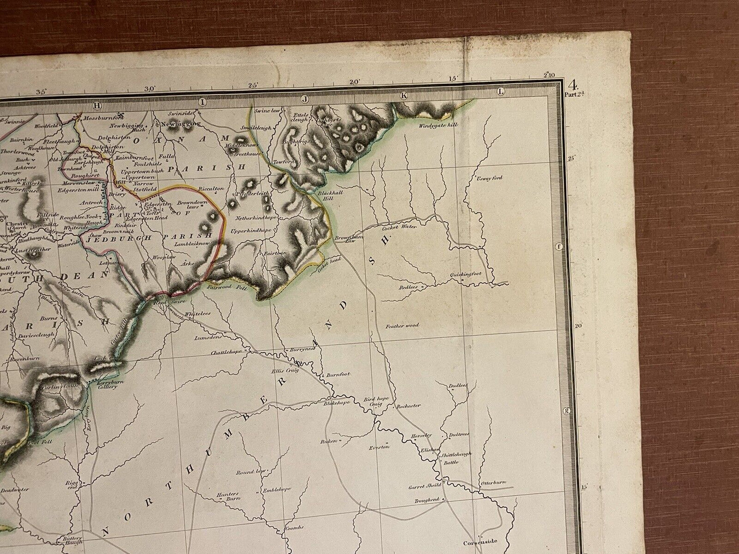 1822 Map SOUTH ROXBURGHSHIRE Thomson ATLAS of SCOTLAND Roxburgh SCOTTISH BORDERS