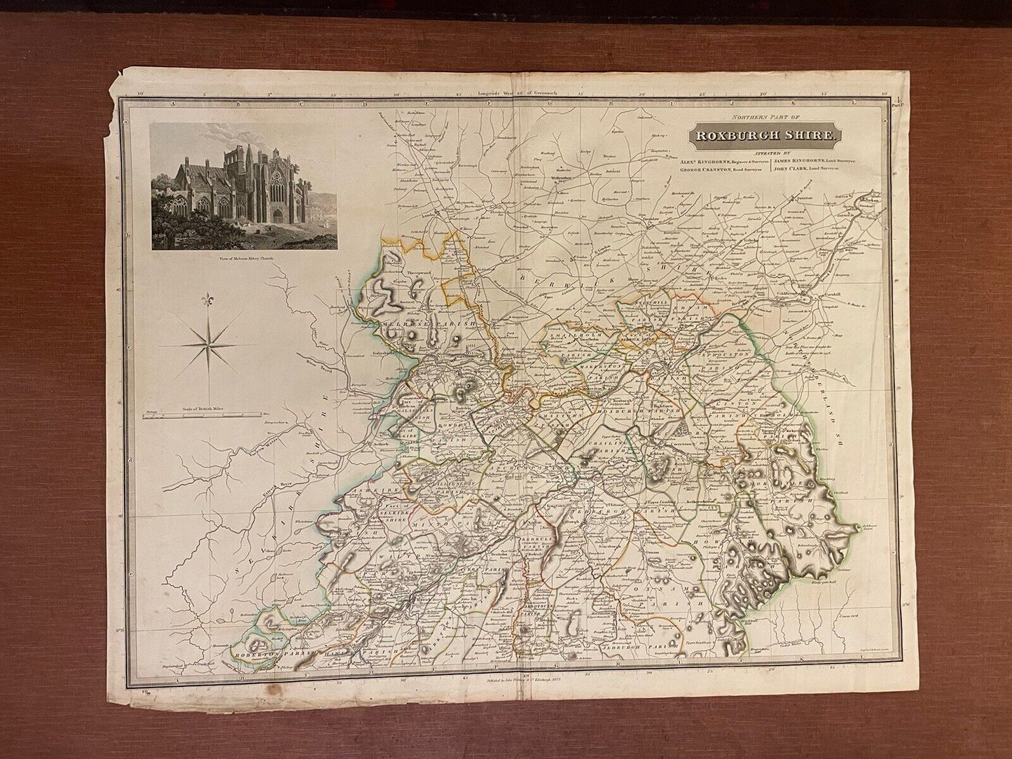 1822 Large Map of ROXBURGHSHIRE Thomson ATLAS of SCOTLAND Scottish Borders