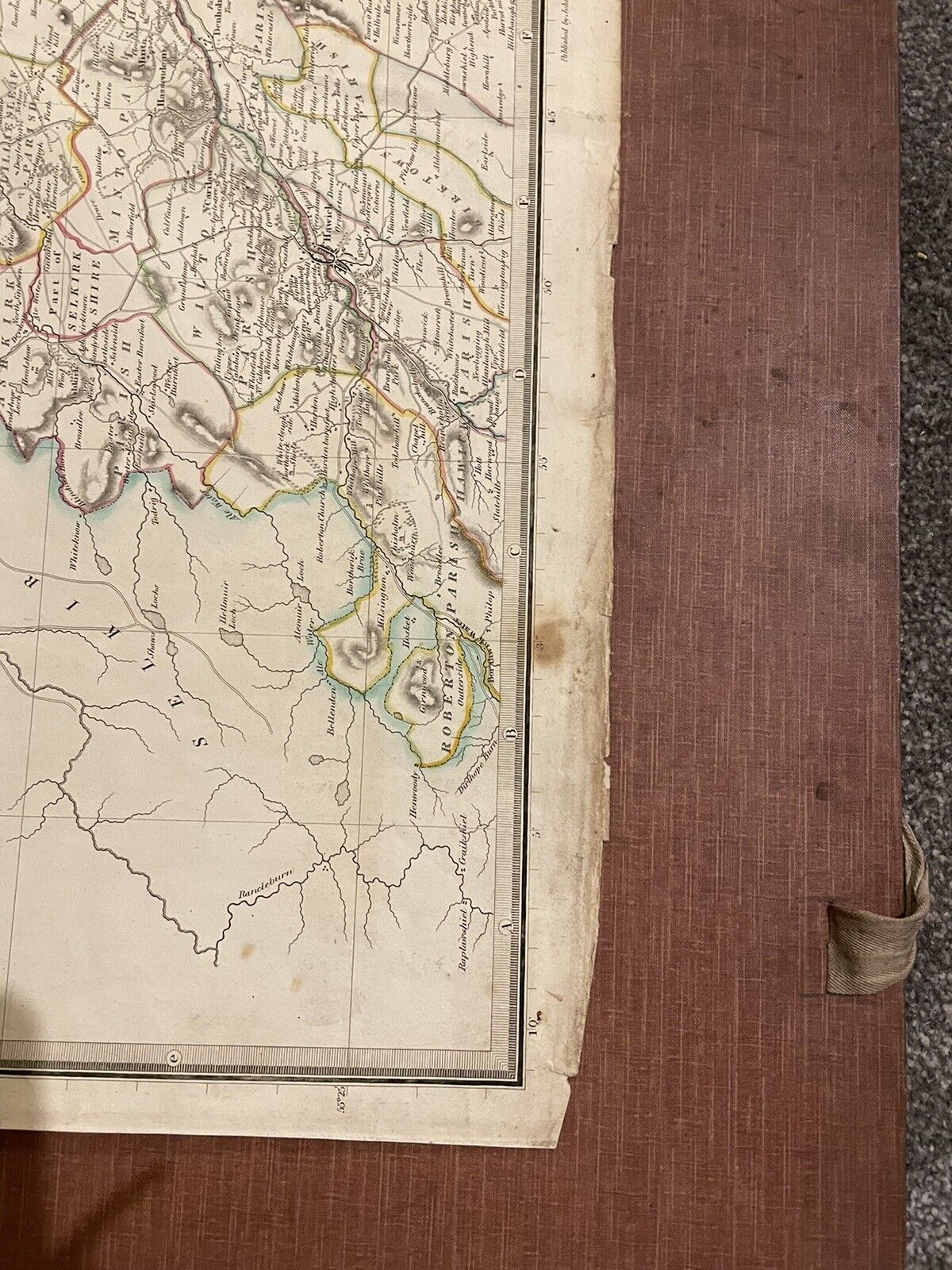 1822 Large Map of ROXBURGHSHIRE Thomson ATLAS of SCOTLAND Scottish Borders