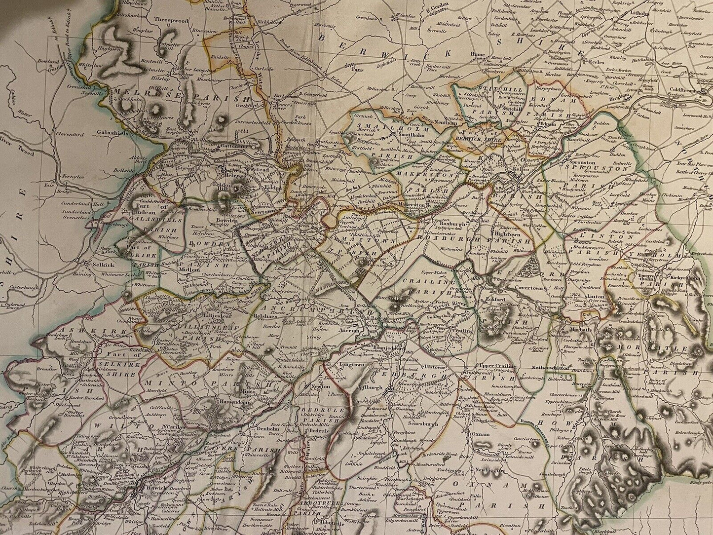 1822 Large Map of ROXBURGHSHIRE Thomson ATLAS of SCOTLAND Scottish Borders