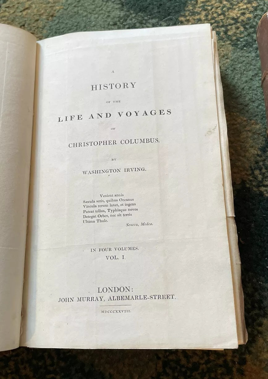 1828 Washington Irving's History of the Life & Voyages of Christopher Columbus