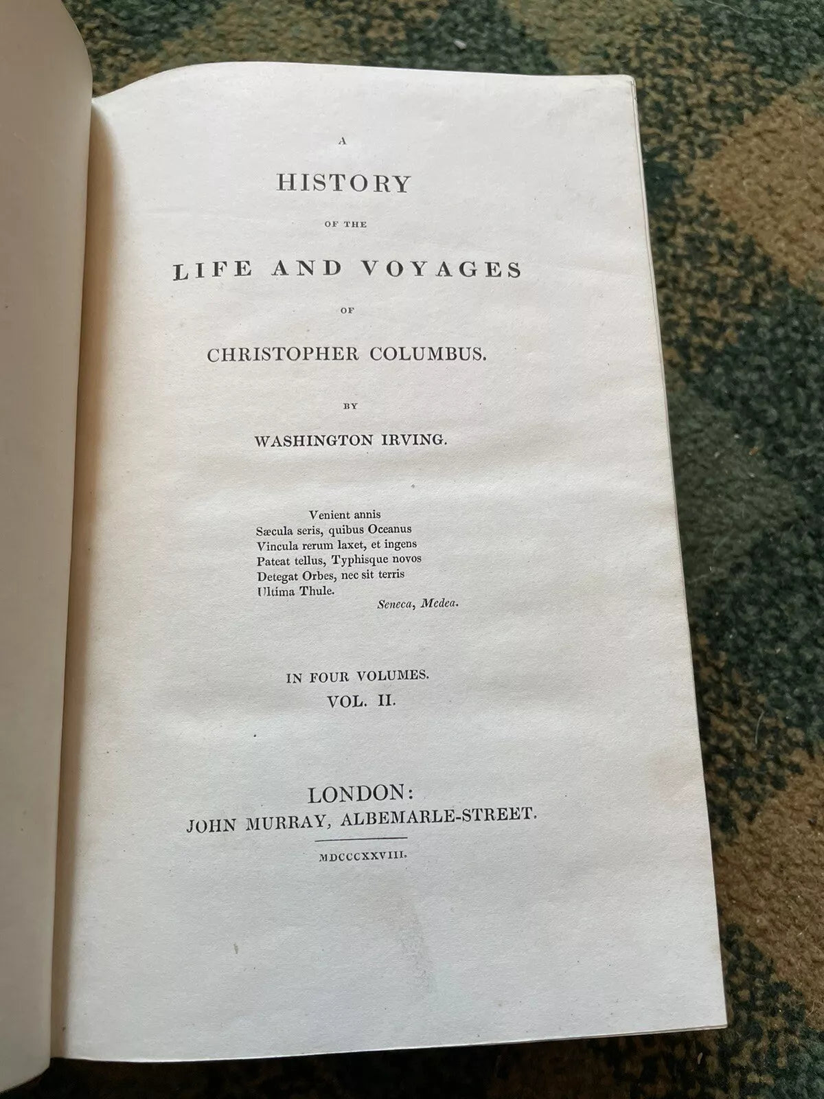 1828 Washington Irving's History of the Life & Voyages of Christopher Columbus