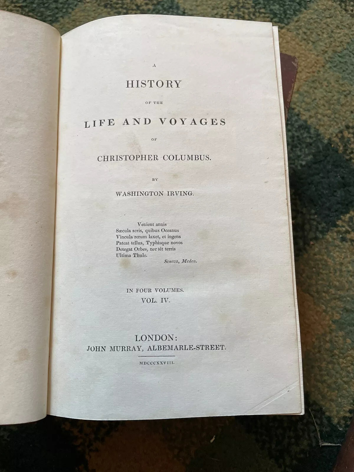1828 Washington Irving's History of the Life & Voyages of Christopher Columbus