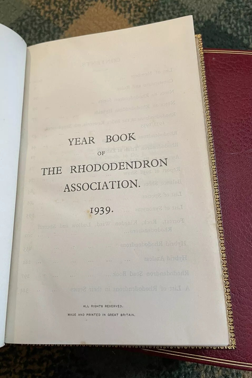 4 Rhododendron Year Books : Fine Leather Bindings by Riviere & Son