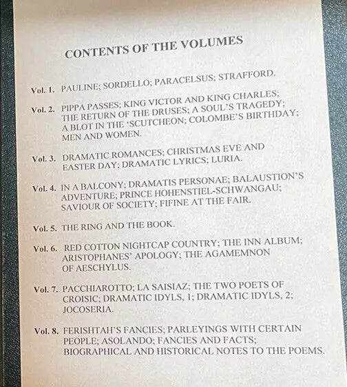 Poetical Works of Robert Browning : 8 Pocket Volumes in Green Suede India Paper