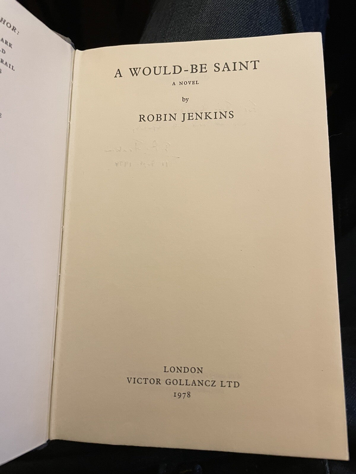 Robin Jenkins : A Would-Be Saint : DOUBLE SIGNED COPY 1st 1978