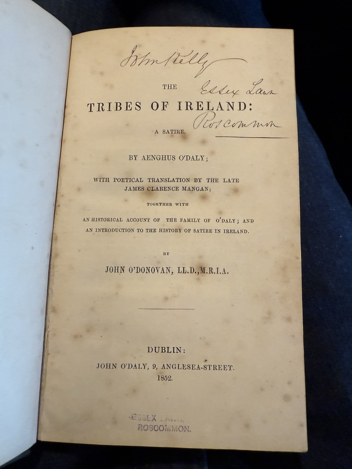 1852 The Tribes of Ireland : A Satire : Aenghus O'Daly : 16th Century Irish Poet