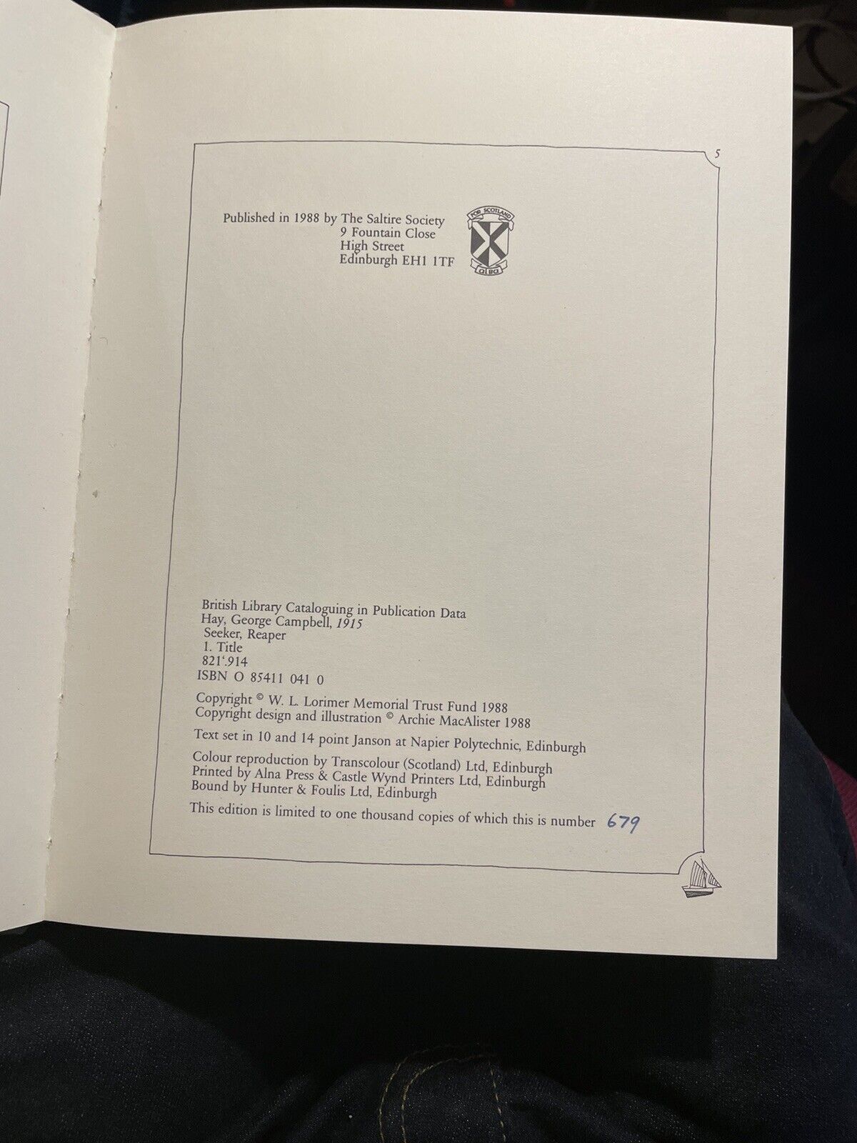 George Campbell Hay : Seeker, Reaper : Archie MacAlister : Saltire Society Ltd E