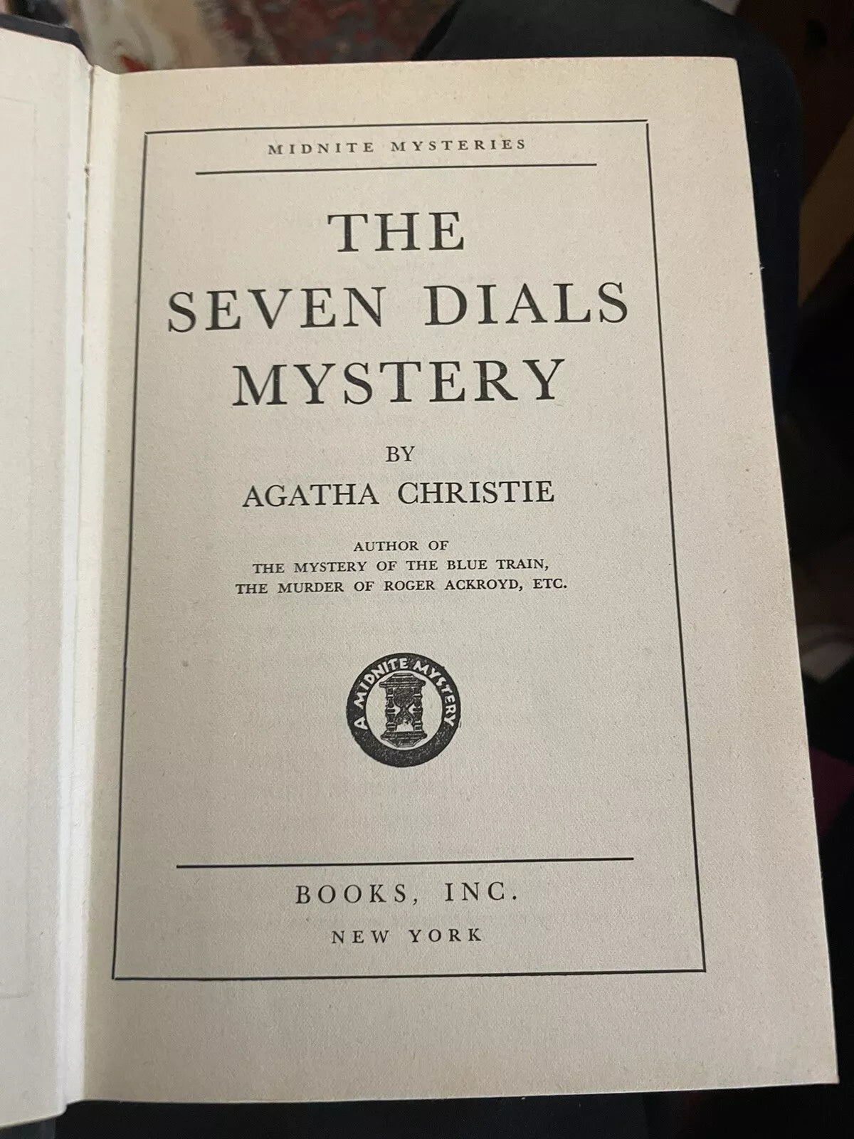 1944 Agatha Christie : The Seven Dials Mystery : 1st/1st US Ed : Original Jacket