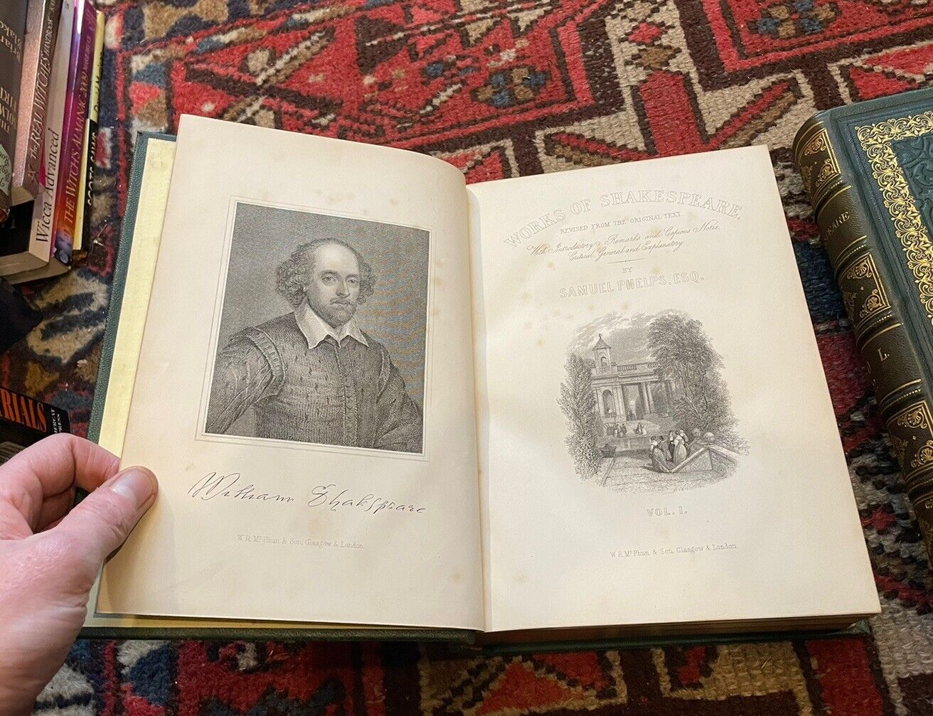 c1870 Complete Works of Shakespeare (2 Vols) Colour Plates + Engravings