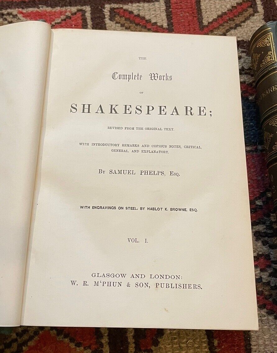 c1870 Complete Works of Shakespeare (2 Vols) Colour Plates + Engravings