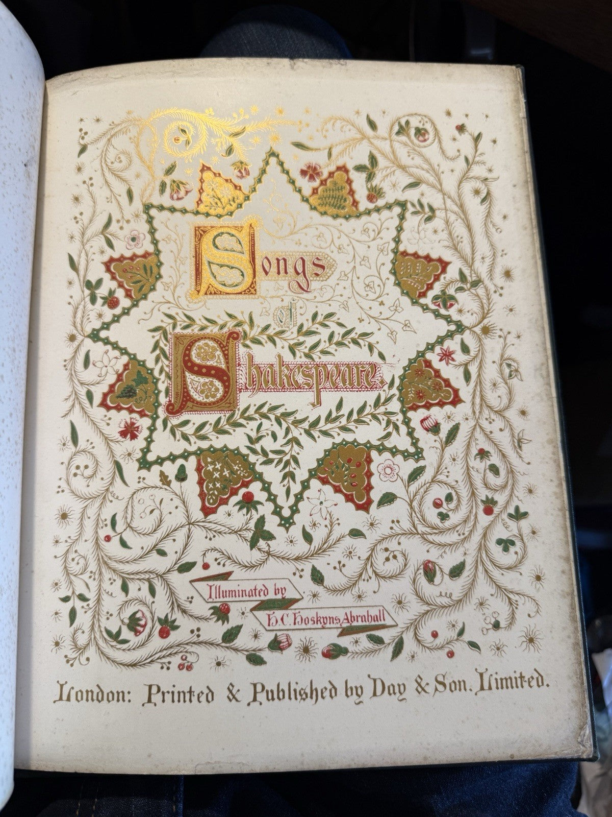 1865 Songs of Shakespeare : Illuminated by H C Hoskyns Abrahall : Beautiful Book