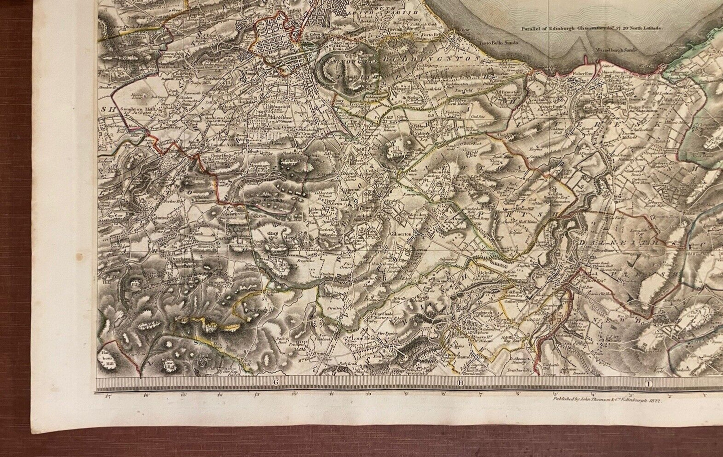 1822 Map EDINBURGH SHORELINE Thomson ATLAS of SCOTLAND Port of Leith PORTOBELLO