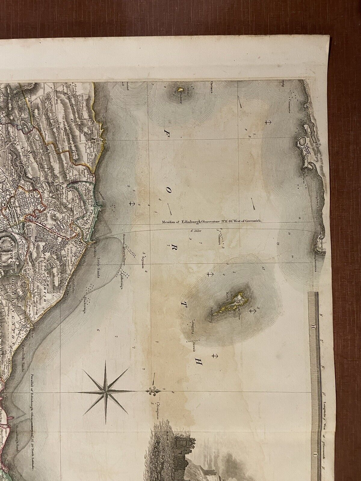 1822 Map EDINBURGH SHORELINE Thomson ATLAS of SCOTLAND Port of Leith PORTOBELLO