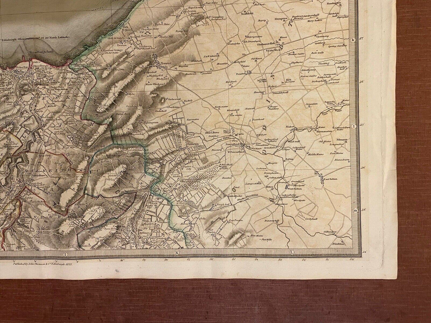 1822 Map EDINBURGH SHORELINE Thomson ATLAS of SCOTLAND Port of Leith PORTOBELLO
