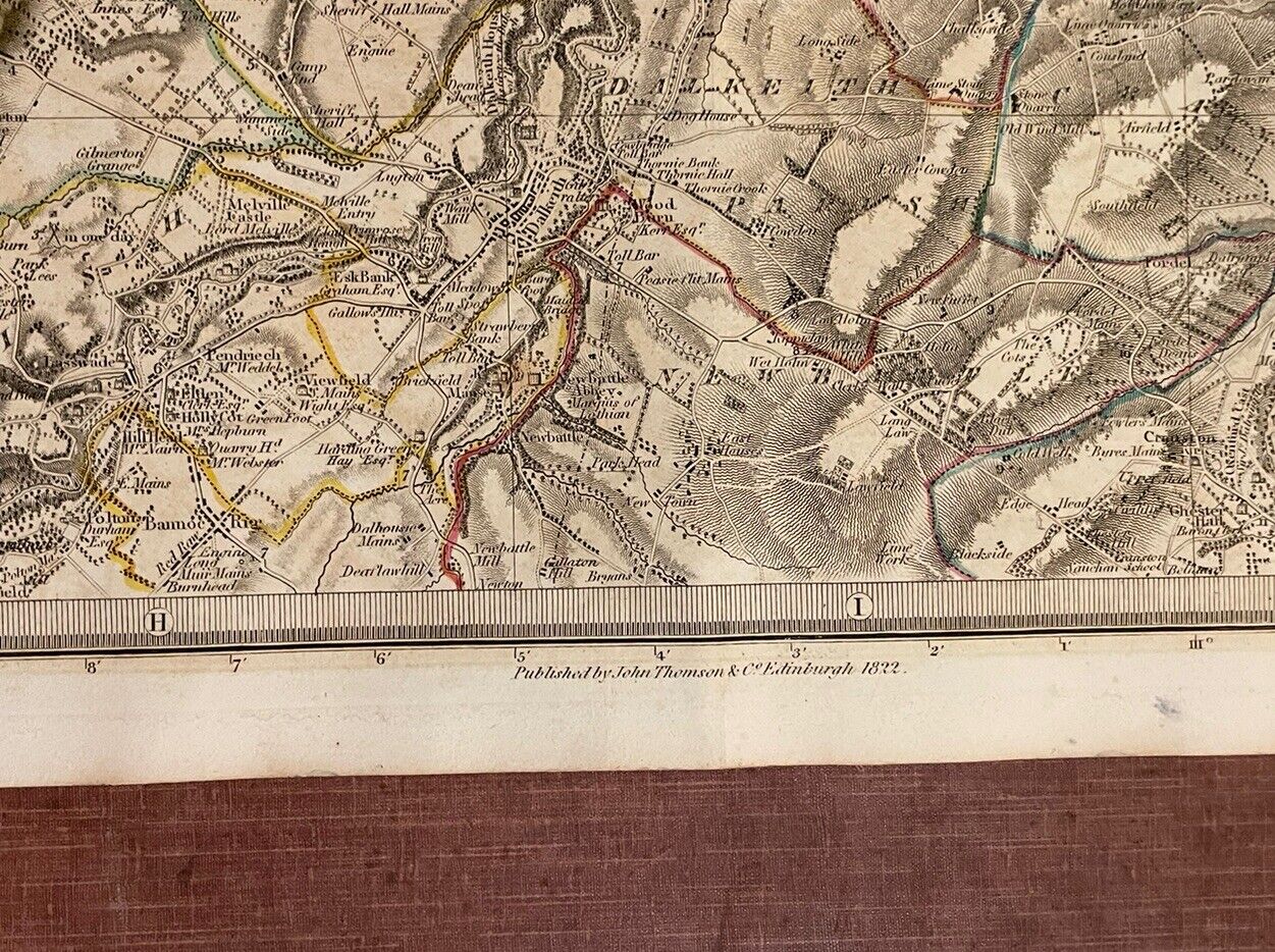 1822 Map EDINBURGH SHORELINE Thomson ATLAS of SCOTLAND Port of Leith PORTOBELLO