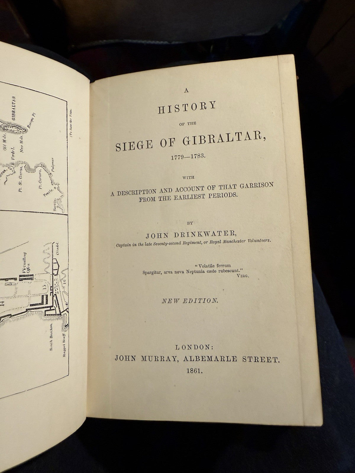 1861 The Siege of Gibraltar 1779-1783 : John Drinkwater : Folding Map