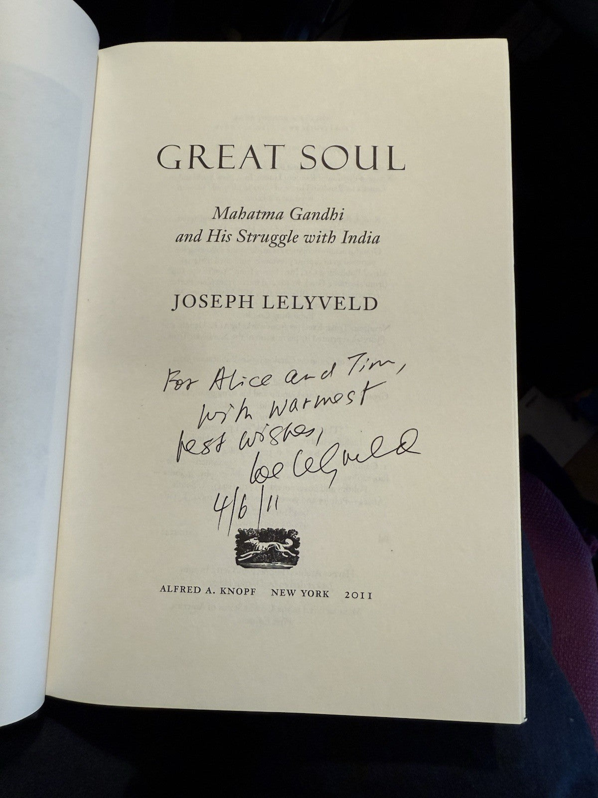 Great Soul: Mahatma Gandhi & His Struggle with India (SIGNED) Joseph Lelyveld