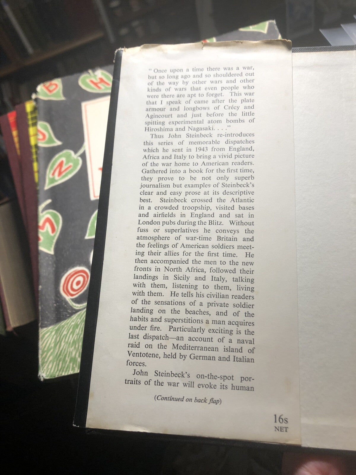 John Steinbeck : Once There Was a War : 1st UK Edition in Dust-Wrapper