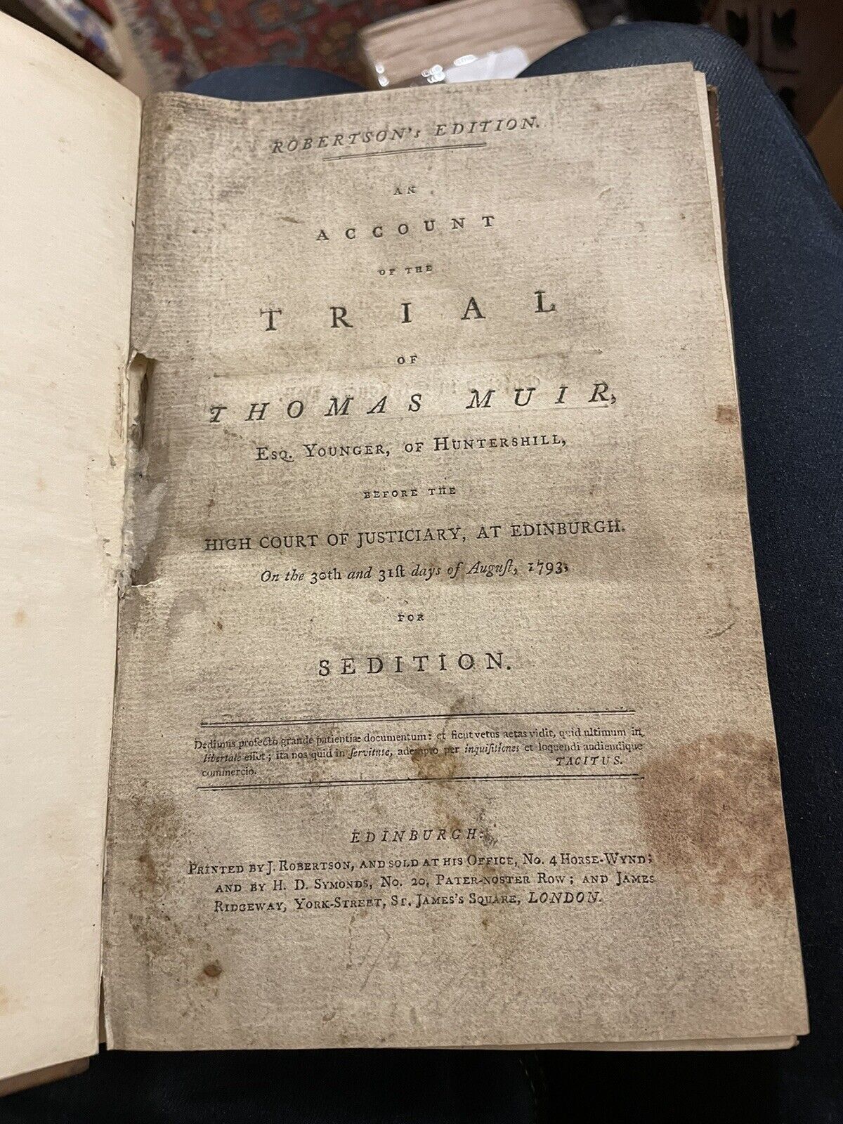 1793 Trial of Thomas Muir : Scottish Radical : Scotland : Criminal Law : Roberts