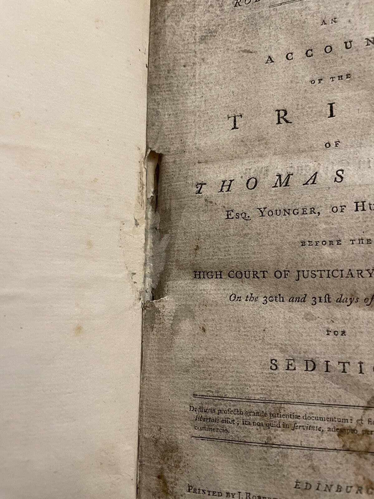 1793 Trial of Thomas Muir : Scottish Radical : Scotland : Criminal Law : Roberts