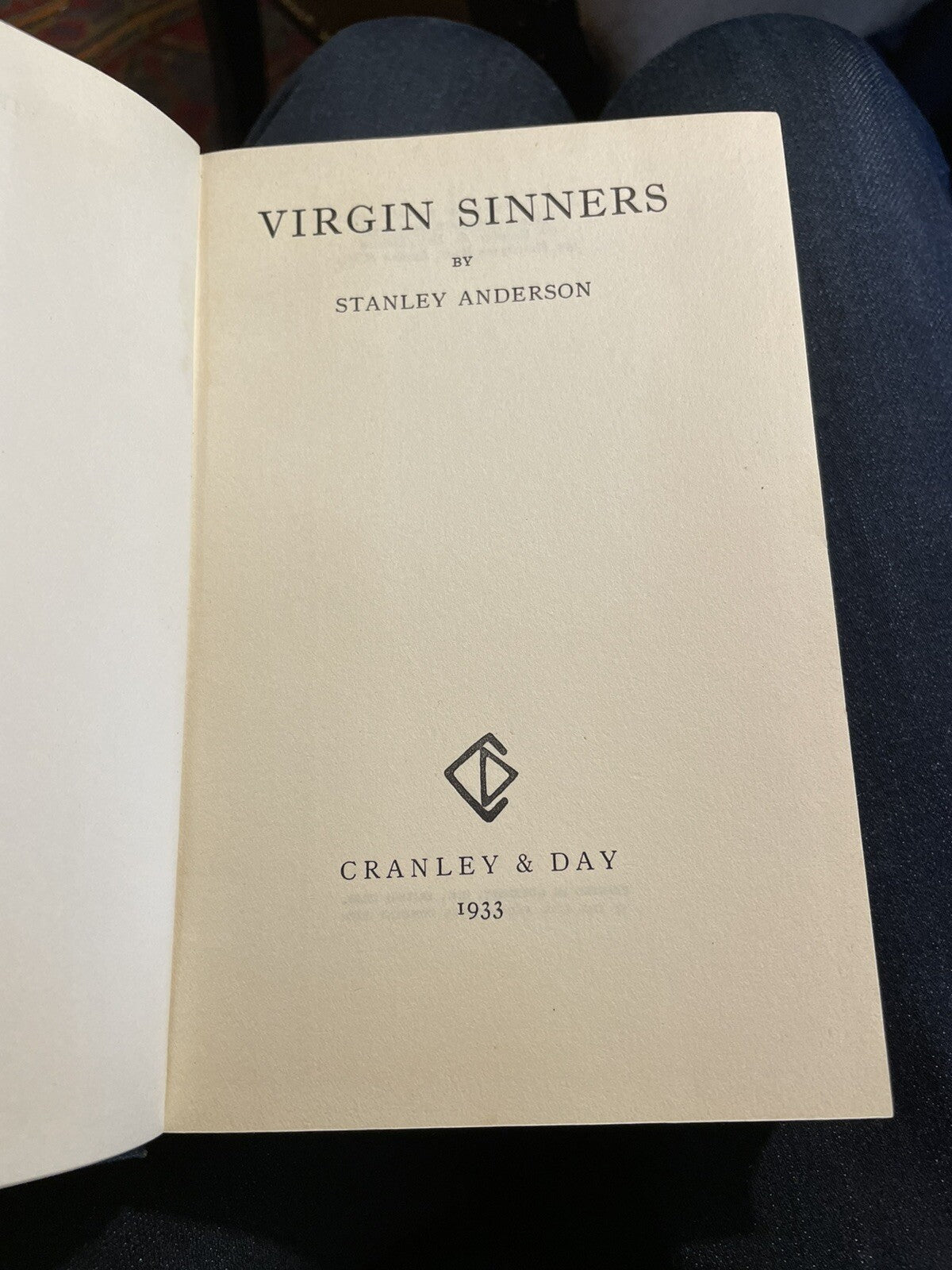 Virgin Sinners : Stanley Anderson : Psychological School Story 1933