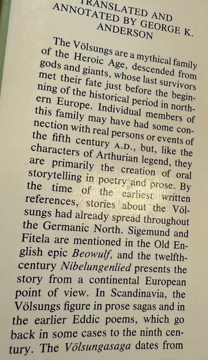 The Saga Of The Volsungs (1982 1st Ed) : George K. Anderson ; Poetry