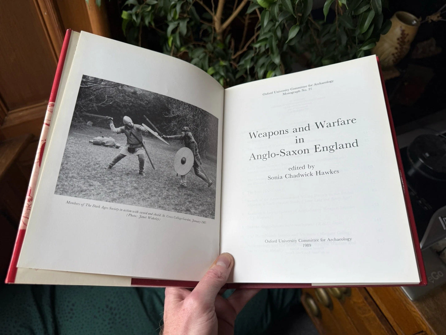 1989: Weapons and Warfare in Anglo-Saxon England; Sonia Chadwick Hawkes: VGC