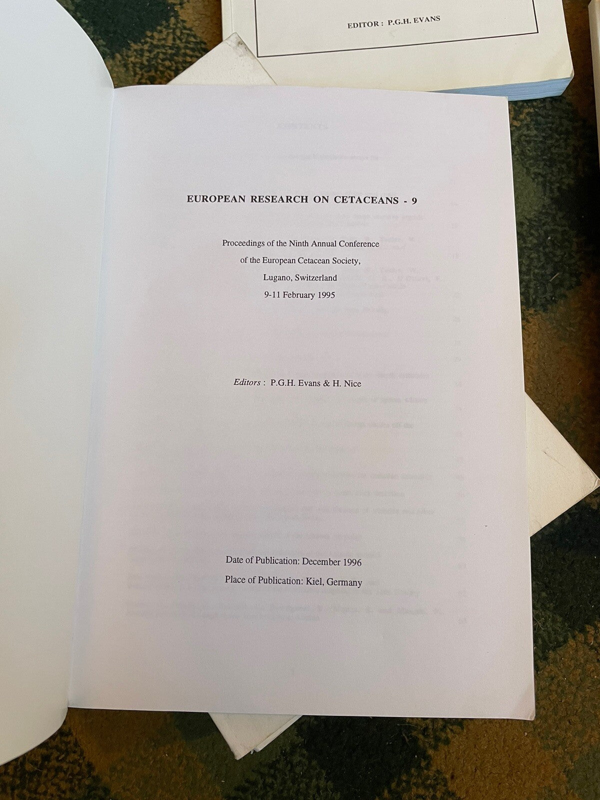 European Research on Cetaceans (9 Volumes) Whales Dolphins Porpoises