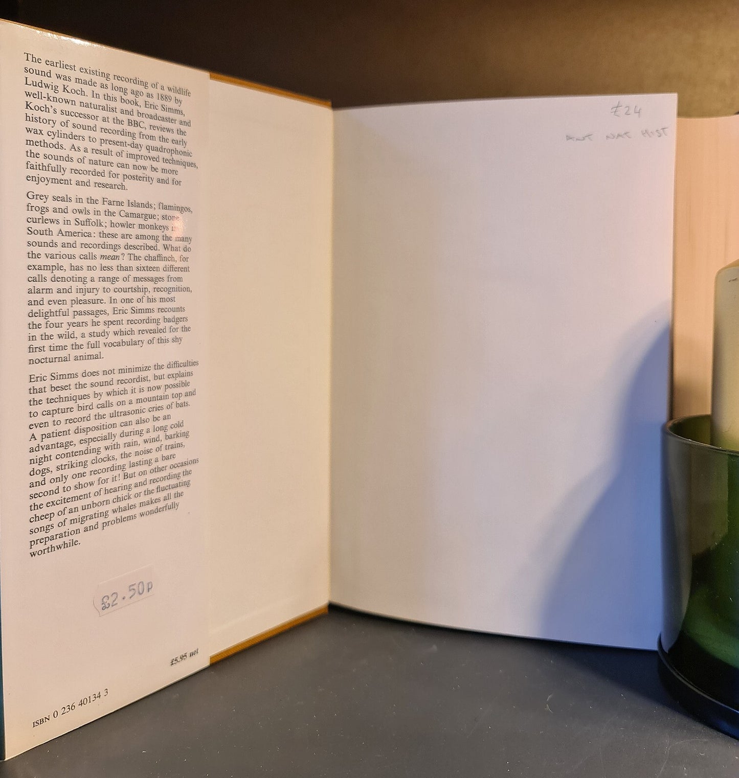 Wildlife Sounds & Their Recording, E. Simms: Hardback: 1st Edition