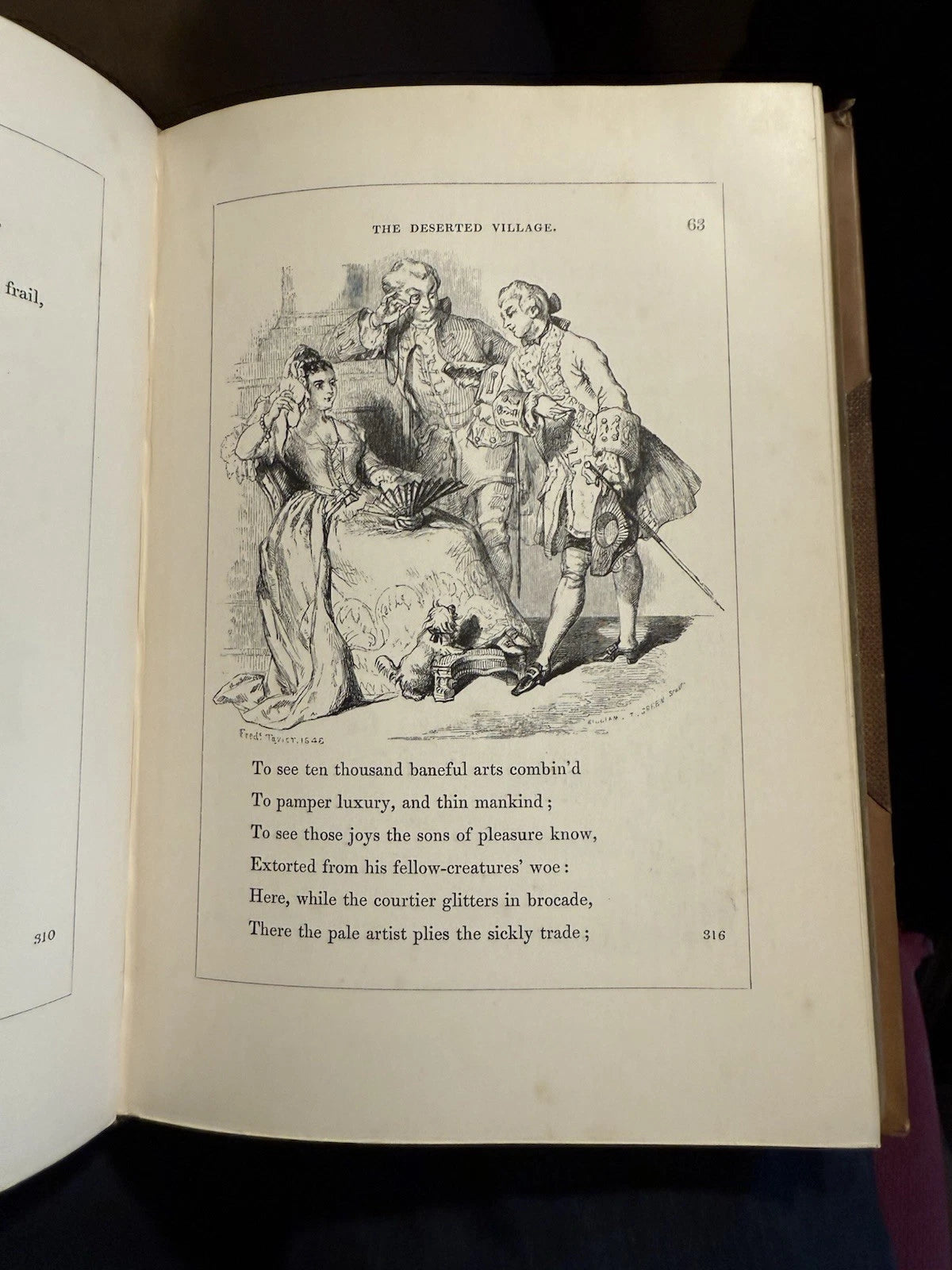 1845 Poetical Works of Oliver Goldsmith : Wood Engravings : Bespoke Binding
