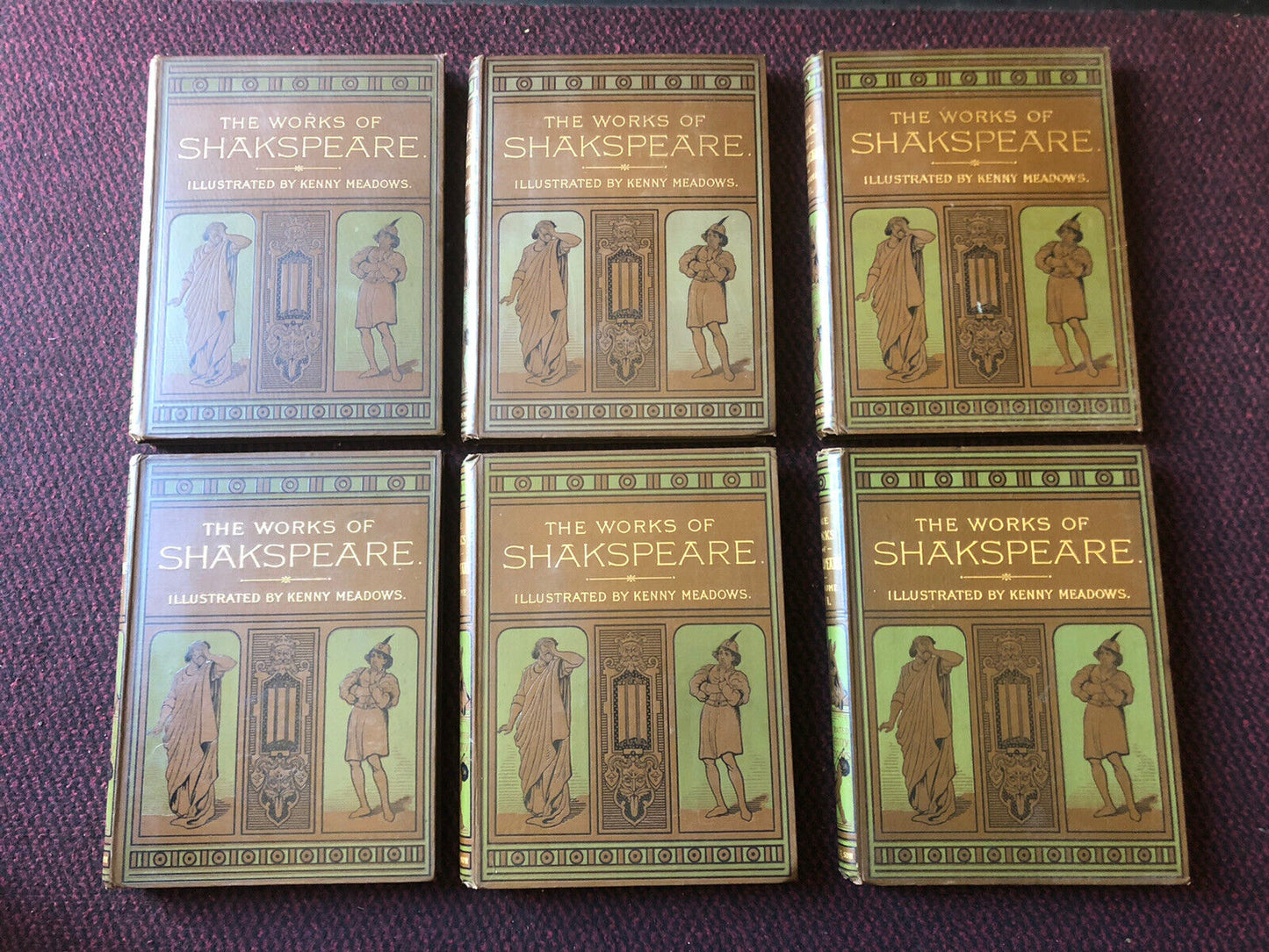 1886 STUNNING SET : The Works of Shakespeare (6 Volumes) Illus by Kenny Meadows