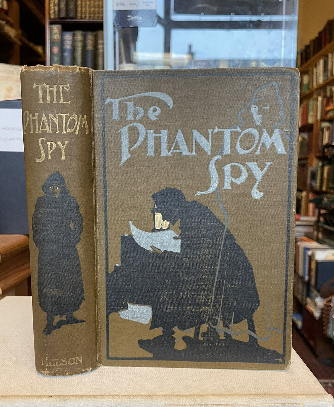 c1890 THE PHANTOM SPY Fox Russell DECORATIVE CLOTH BINDING Colour Frontis