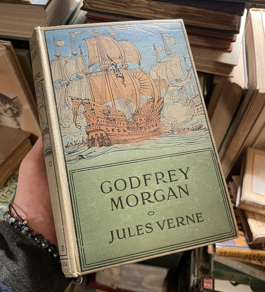 GODFREY MORGAN by JULES VERNE Illustrated Pictorial Cloth Binding 1918