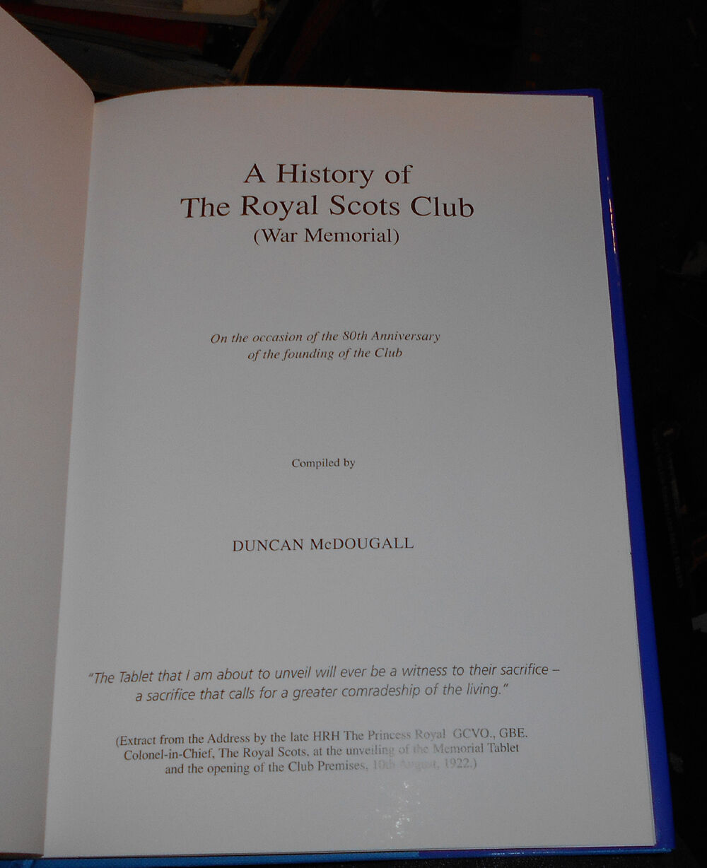 A history of the Royal Scots Club (War Memorial) - Military Scotland Army
