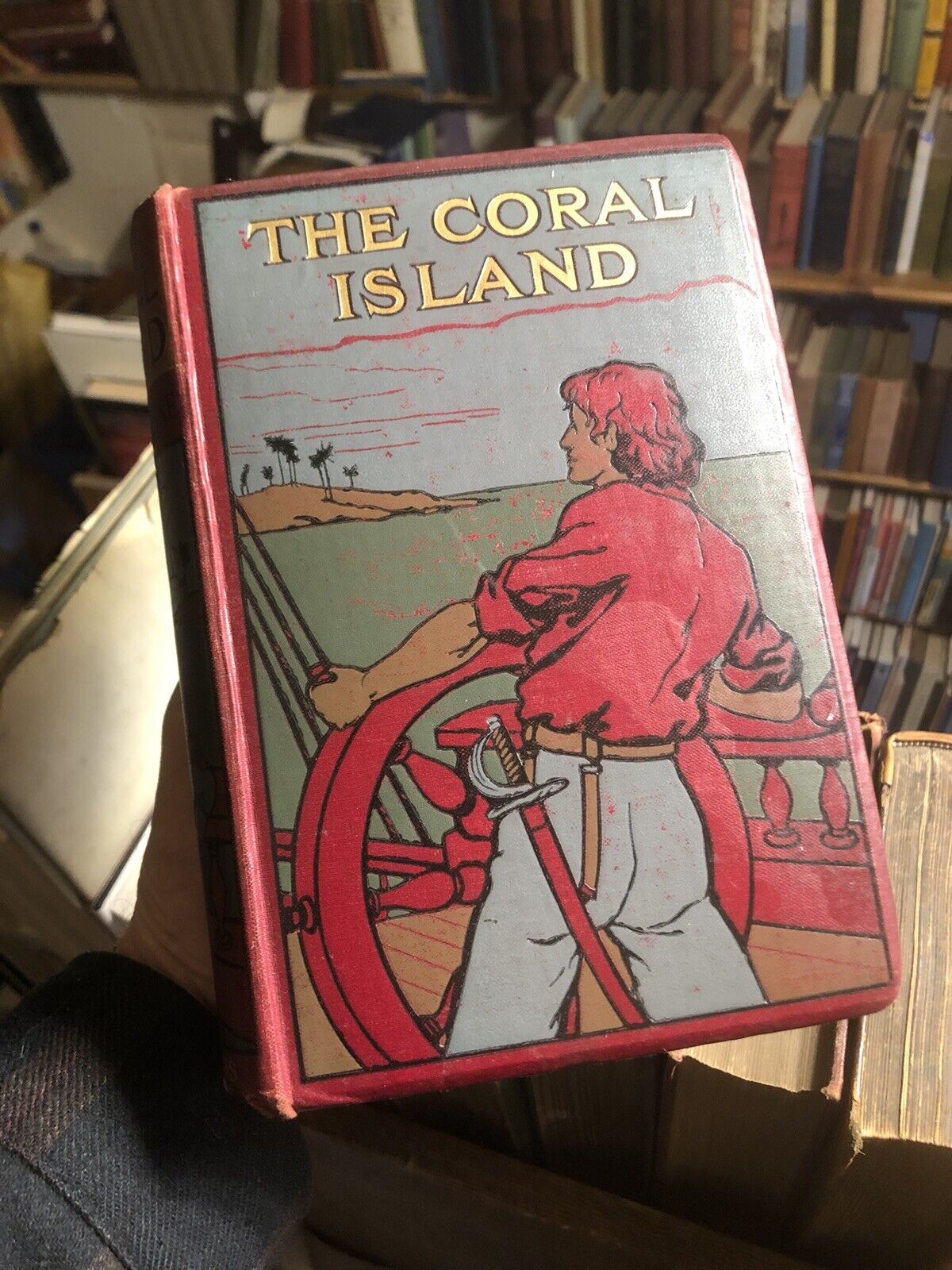 1912 THE CORAL ISLAND : R M Ballantyne : ILLUS by J E SUTCLIFFE Pictorial Cloth