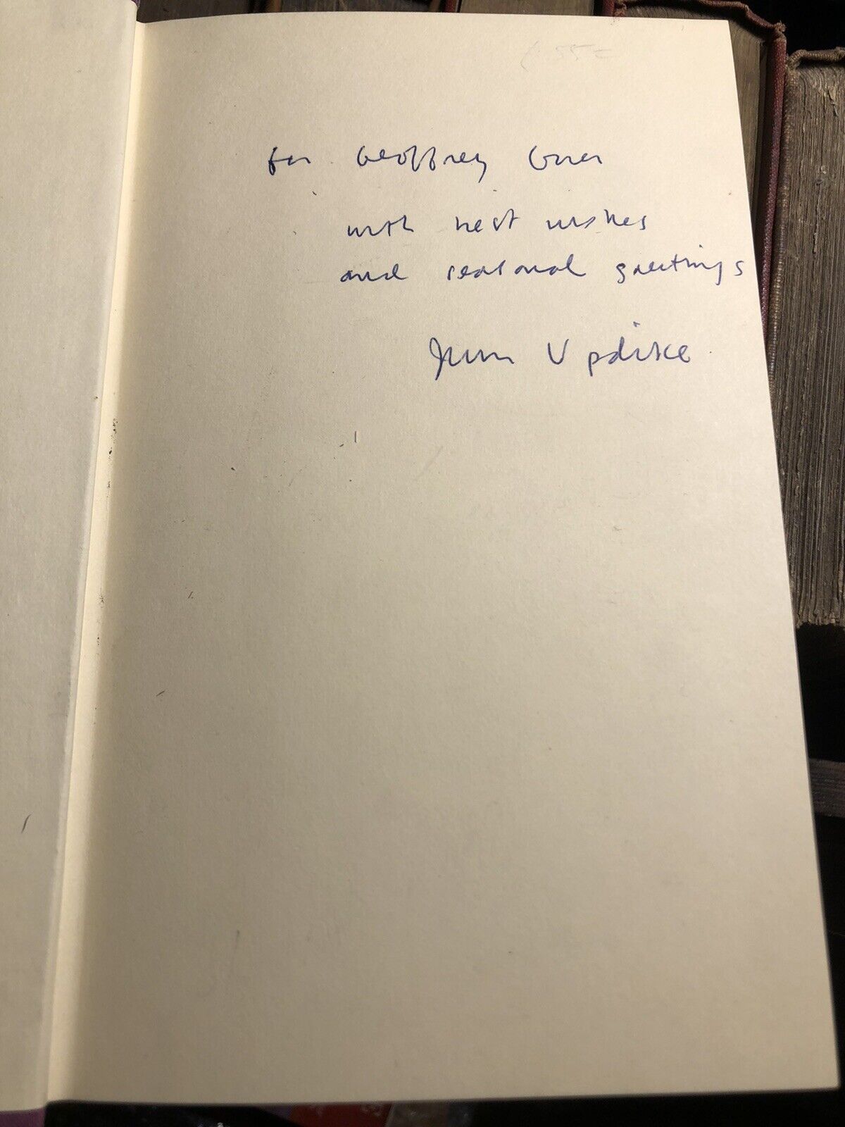 The Music School : John Updike INSCRIBED & SIGNED BY UPDIKE to Geoffrey Gorer